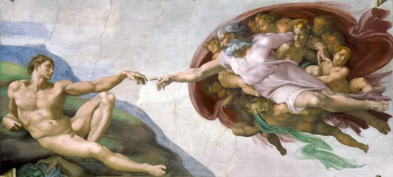 Imagen de la creación de Adán de Miguel Ángel de la capilla sixtina